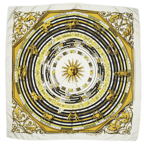 Herms Scarf   in Gold/Beige/Black 100% Twill Silk - Picture 2 of 3